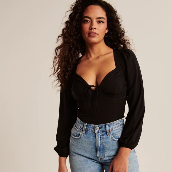 Abercrombie & Fitch Tops - Abercrombie & Fitch Long-Sleeve Ruched Tie-Front Top